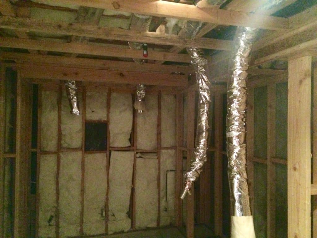 The small ducts used by the HVAC technicians were made of aluminum flex, which a durable type of material that prevents the conduits from tearing and leaking.