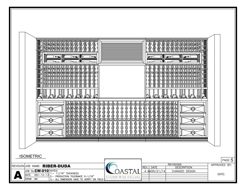 3-Dimensional Drawing Custom Wine Cellar Los Angeles Racking Design