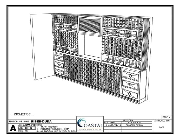 CAD Drawing Residential Wine Cellar Design by Coastl Custom Wine Cellars