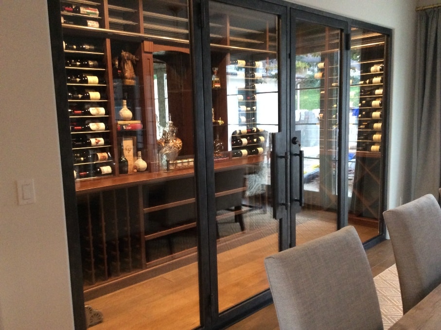 Small Home Wine Cellar Orange County with Glass Door