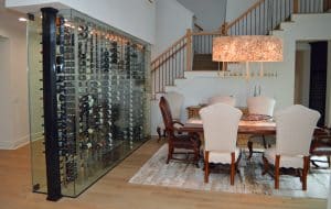 Glass Wall Wine Cellar Display Residential Los Angeles California Designs
