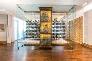 Los Angeles High Tech Contemporary Cable Wine Display Glass Cellar Custom Designs