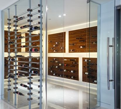 Contemporary Wine Racks Transformed a Large Room Into a Luxurious Home Wine Cellar