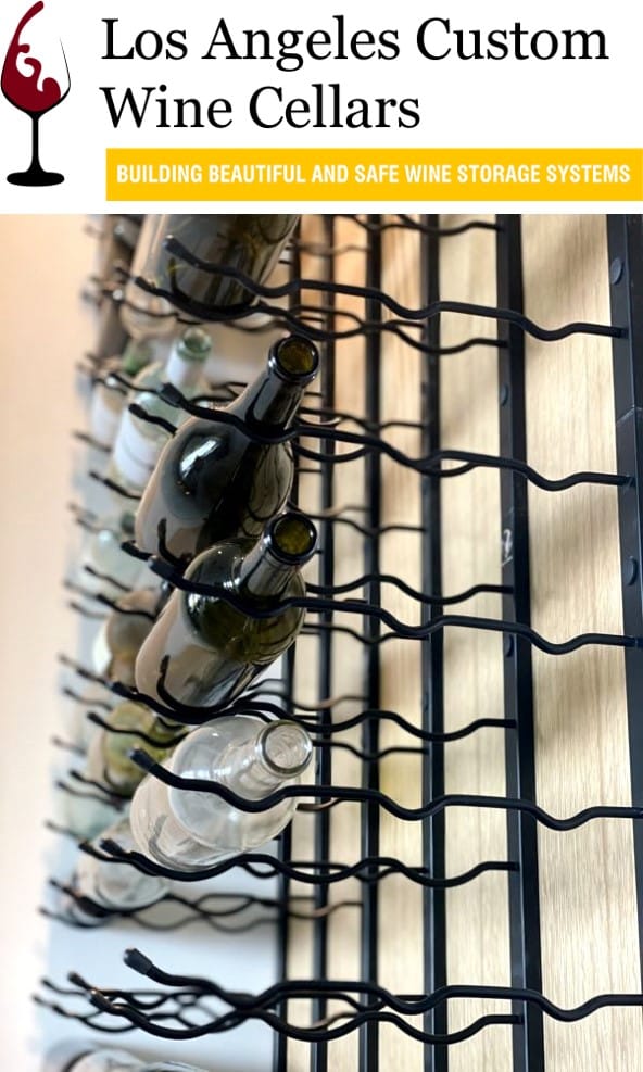 Metal Wine Racks Installed in a Glass Wine Cellar Los Angeles