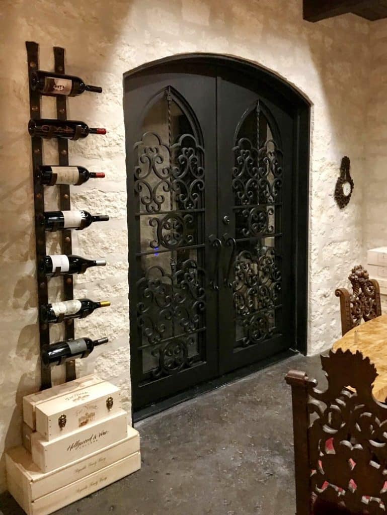 Double Wrought Iron Custom Wine Cellar Doors