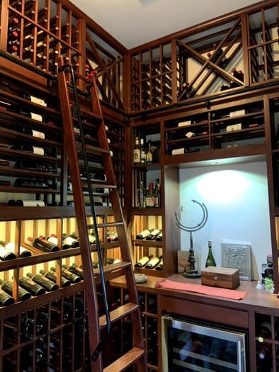 Custom Home Wine Cellar with Traditional Wood Wine Racks