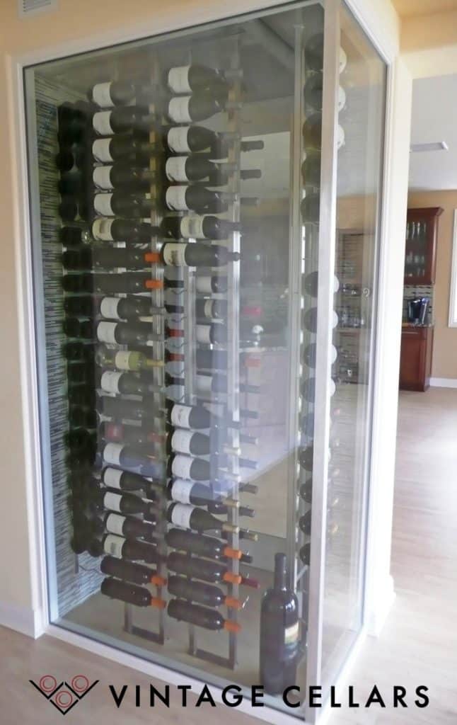 Glass Enclosed Contemporary Custom Wine Cellar in a Home