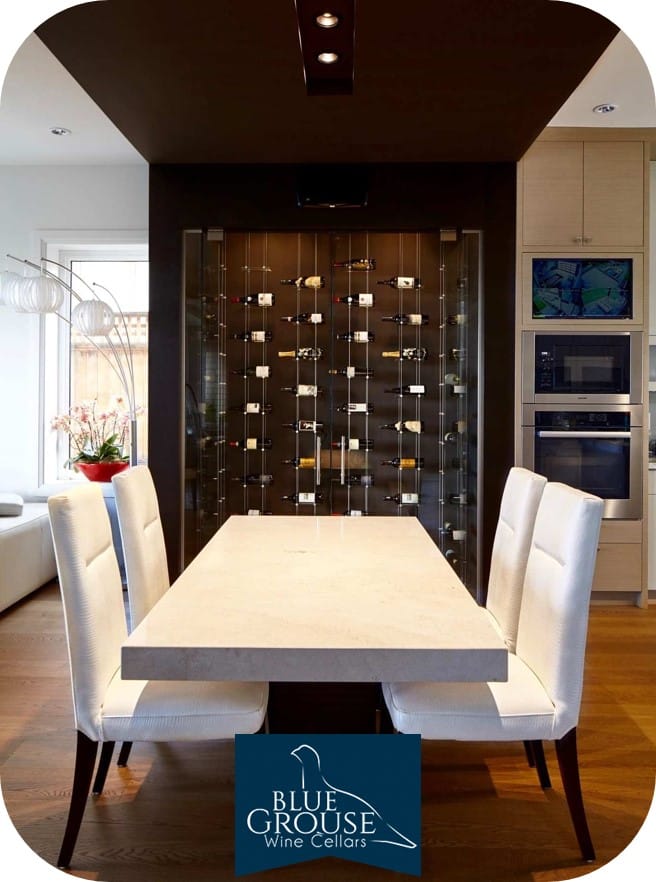 Floating Custom Wine Cellar Racks Designed for a Home by Blue Grouse Wine Cellars