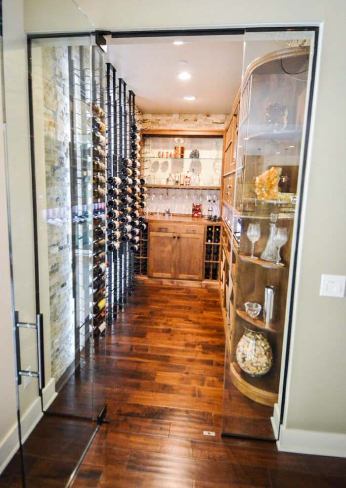 Transtional Luxury Custom Home Wine Cellar