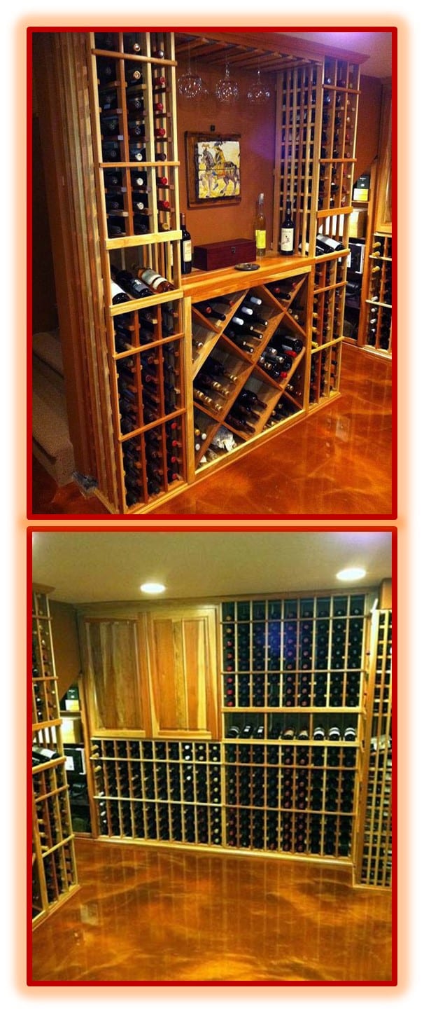 Custom Home Wine Cellar with Premium Redwood Wine Racks Designed by a Premier Wine Cellar Builder