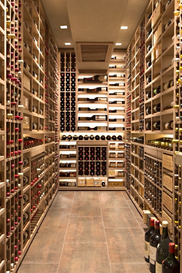 Contemporary Wine Cellar Racks Mixed with Wood