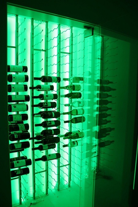VintageView Metal Wine Racks in a Contemporary Wine Cellar