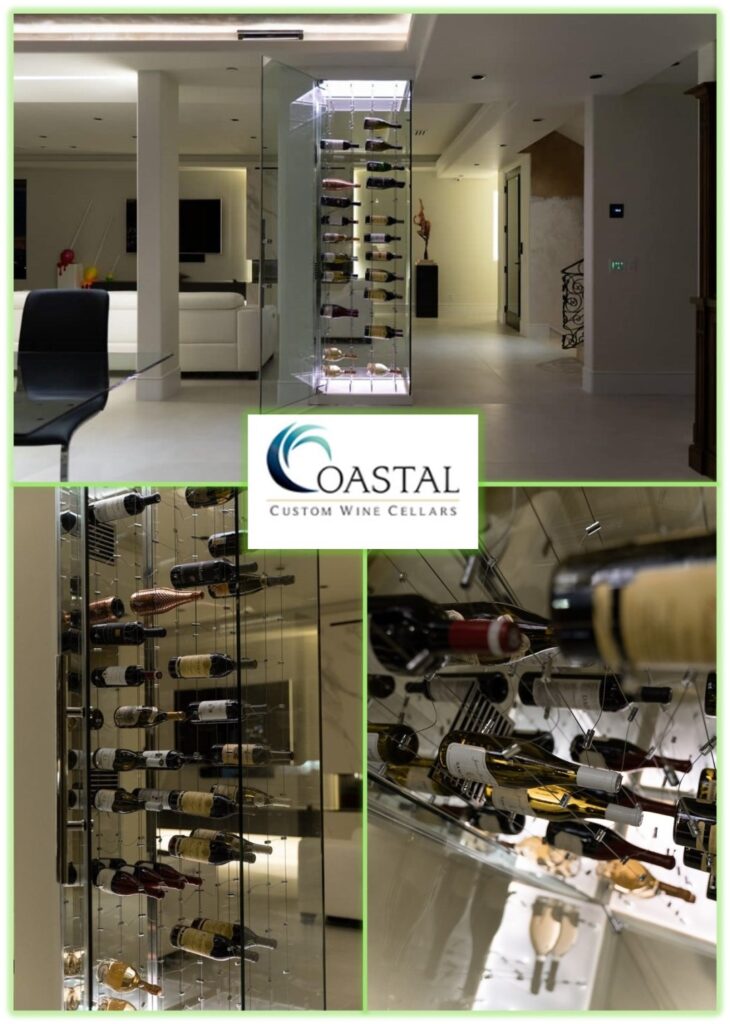 Modern Glass Wine Cellar a Masterpiece by Coastal Custom Wine Cellars