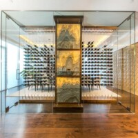 Los Angeles High Tech Contemporary Cable Wine Display Glass Cellar Custom Designs