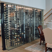 6 - Glass Wine Wall with Modern Wine Racks Glass Wine Wall with Modern Wine Racks