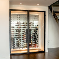 1 - Modern Wine Room Built Under the Stairs Modern Wine Room Built Under the Stairs