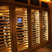 (2) The wooden components of these commercial wine cabinets are from white oak.